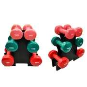 3 Pairs PVC Dumbbell Set Weight - 3kg + 4kg + 5kg - Total 24kg With 1 Free Rack