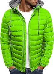[JEShifangjiusu] Men's Waterproof and Warm Sports Coat Waterproof Winter Ski Coat with Hat, Green, 3XL