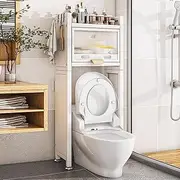 HOLGVE Over The Toilet Storage Cabinet, Toilet Storage Rack Bring The flip Door, Home Space-Saving Bathroom Storage Cabinet, for Bathroom, Laundry(White,19.6x55.8inches/50x142cm)