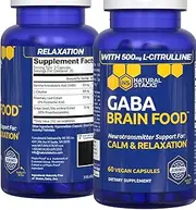 Natural Stacks GABA Brain Food 60 ct. - Nootropic Support for Calm, Relaxation and Sleep