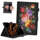 Case for Galaxy Tab S10/S9/S8 Ultra, Premium PU Leather 02 Peony Flower