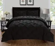 Elegant Comfort Luxury Super-Soft Coziest 1500 Thread Count Egyptian Quality 3-Piece Pintuck Design Duvet Cover Set, (Insert Comforter Protector) Wrinkle-Free, King/California King, Black