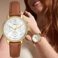 在飛比找momo購物網優惠-【FOSSIL】Neutra 珍珠貝晶鑽三眼計時女錶-36m