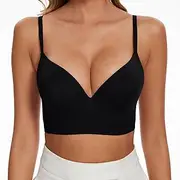 [SEAGETTINO] Seamless Push Up Bra for Women Strap Multiway Convertible T-Shirt Bra Deep V-Neck Underwired Plunge Bra