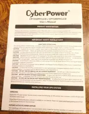 CyberPower CP1350PFCLCD/CP1500PFCLCD User’s Manual ONLY