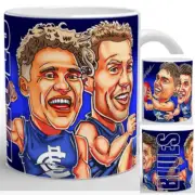 Carlton Blues Team Mug - AFL - Cripps, McKay, Curnow, Walsh. Art by Brocker