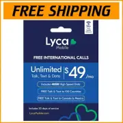$49 Lyca Mobile Prepaid SIM - Unlimited Talk, Text & 40GB High-Speed Data Plan