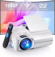 DVD Projector with WIFI and Bluetooth 2.4G Projector with Built-in CD DVD Player