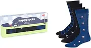 [HAPPY FEET] Happy Socks 4-Pack Blue Golf Socks Gift Set, Blue, M/L, Blue