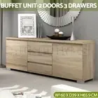Buffet Storage Cabinet Sideboard Dresser Table Cupboard 2 Door 3 Drawer Oak