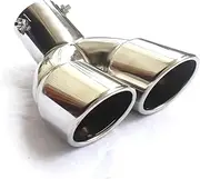 Muffler tip, Universal 63mm Car Exhaust TIP Inlet Double-Barrel Rear Tip Tail Muffler Outlets Thickened Stainless Steel Car(Silver Bend)