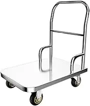 Flatbed Cart Stainless Steel Pattern Flatbed Truck Folding Trolley Cargo Trailer Fixed Trolley Hand Truck