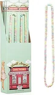 Extra Long Candy Necklaces Pack of 12 | Bulk Pack Candy Necklaces Individually Wrapped | Nostalgic Candy | Candy Jewelry Party Favor for Kids [12 x 2oz] by 4YoreElves