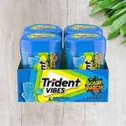 Trident Vibes SOUR PATCH KIDS Blue Raspberry Sugar Free Gum, 4-40 Piece Bottles