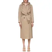 Avec Les Filles Maxi Trench Coat with Quilted Bib Hoodie in Khaki at Nordstrom, Size Large