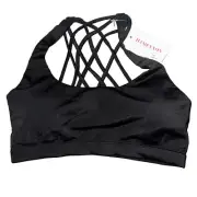 Jiameyxon Sports Bra Black NWT Padded Cross Cross Back Small