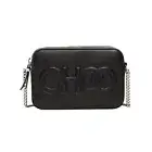 Jimmy Choo Balti Embossed Black Leather Camera Crossbody Bag NEW