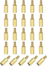 sourcing map 25Pcs Male to Female Thread Spacer Screws, M3 x 10mm + 6mm Brass Hex Standoff Screws PCB Motherboard for Drone Quadcopter, Computer and Circuit Board
