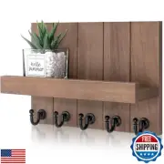 Rebee Vision Decorative Key Holder for Wall - Rustic Key Hooks with Shelf and
