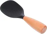 VERDANVERSE Reusable Silicone Rice Paddle Non-Stick Serving Spoon Heat Resistant Self-Standing Spatula Wooden Handle Serving Spoon for Rice Cooker
