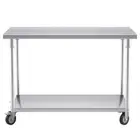 SOGA Stainless Steel Kitchen Work Prep Table Bench with 4 Casters Wheels 120cm