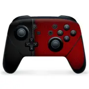 Nintendo Switch Pro Controller Skin Decal Vinyl Wrap - Black and Red Leather