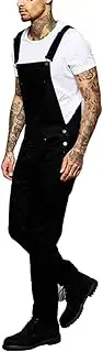 [DFGHN] Men's Jeans Jumpsuits Distressed Denim Bib Overalls for Men Black Suspender Pants