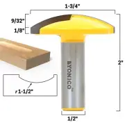 1-1/2" Radius Horizontal Crown Router Bit - 1/2" Shank - Yonico 16170