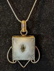 Pendant 925 Sterling Silver Black & White Agate 1.5"w x 2" NEW w/chain (18-22")