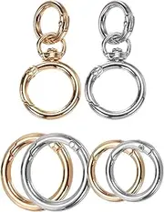 uxcell 2 Pcs Metal Swivel Clasps Key Chain O Ring Keyrings Round Spring Snap Keychain Hook Clip for Chains Extender DIY Handicrafts Keys Lanyards Jewelry Findings, Gold Tone/Silver Tone