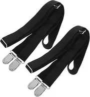 [SAFIGLE] Unisex Shirt Garters Locking Clips 2 Sets Elastic Shirt Tucking Belt for Men Women