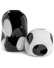 Tozai Set Of 2 Murano Style Dot Art Glass Vases
