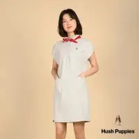 在飛比找momo購物網優惠-【Hush Puppies】女裝 洋裝 素色半開襟寬袖POL