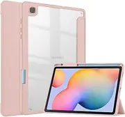 [Jarttarn] Case Compatible with Samsung Galaxy Tab S6 Lite 2024 SM-P620 Case with Clear Transparent Back and TPU Shockproof Frame Cover,Built-in Pencil Holde (Pink)