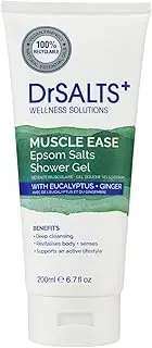 DrSALTS+ Muscle Therapy Shower Gel with Epsom Salts, for Muscle Recovery with Eucalyptus and Ginger Essential Oils, 200 ml