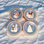 4pc Set Debbie Mumm "SNOWMAN" Salad Desserts Plates NIB!