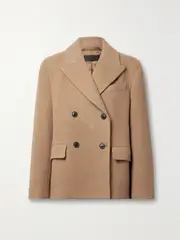 [Nili Lotan] Nili Lotan - Vianney Double-breasted Wool-felt Coat - Camel - large large Brown