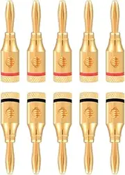 Gold Plated Banana Speaker Plug Connectors, 10 Pcs Gold Plated Speaker Banana Plug Connectors for Speaker Wire, Wire Connector Adapter
