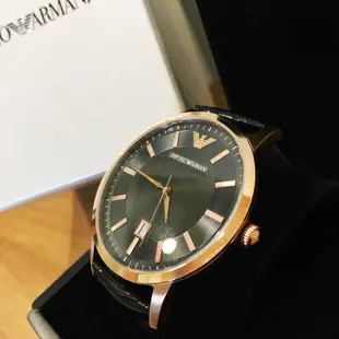 EMPORIO ARMANI GA 單眼玫瑰金框皮錶 【Watch On-line Store 】