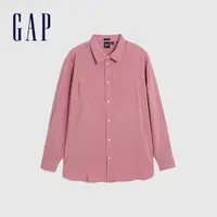 在飛比找momo購物網優惠-【GAP】女裝 翻領長袖襯衫-粉紅色(792327)