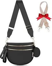 [X-KIDS] Bum Bags for Women Checkered Crossbody Bag with Removable Wallets Large Nylon Belt Purse Fanny Packs, Bonus with a Extra Strap, Black, Fashion
