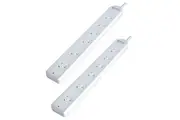 2x Sansai 6-Way Overload Protected Powerboard 1m Lead Extension Cord Port White