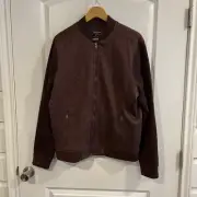 Abercrombie & Fitch Full Zip Varsity Bomber Jacket Burgundy Maroon Quilted Sz L