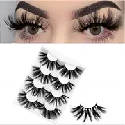 25mm Lashes, 6D Faux Mink Dramatic Eyelashes Pack, Big Fluffy Volume Lashes, Long Thick Criss-Cross Wispy Lashes, Handmade False Eyelashes for Eye Makeup, 4 Pairs of Mink Hair Lashes Extension (6DX11)