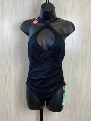 Seafolly F-Cup Halter Maillot One-Piece Swimsuit, Women's Size 6, Black NEW