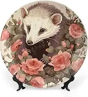 Decorative Boho Ceramic Display Plates with Display Stand, Porcelain Plate for Home Decor, 7 Inch