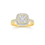 9ct Diamond Cushion Shape Ring
