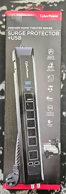 CyberPower 7-Outlet Surge Protector 6 ft. Braided Cord USB Coax