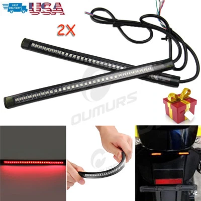 Motorcycle 48 LEDs Flexible Strip Light Integrated Tail Brake Stop Turn Signals