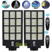 2x 1600W LED Solar Street Light Radar PIR Road Lamp Motion Sensor Outdoor+Remote